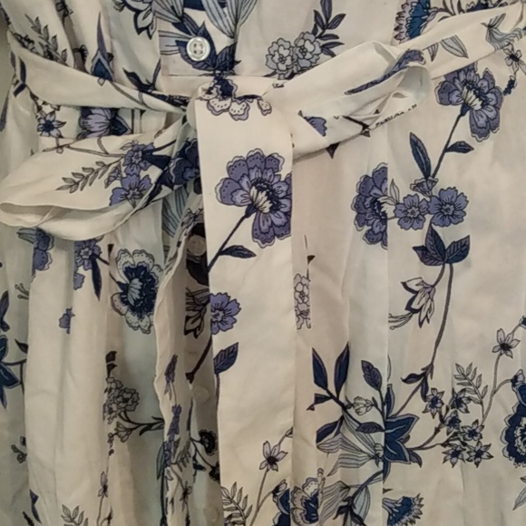 Blue White Floral Ethereal Fairy Lightweight Cotton Garden Milkmaid Shirt dress - Picture 9 of 13